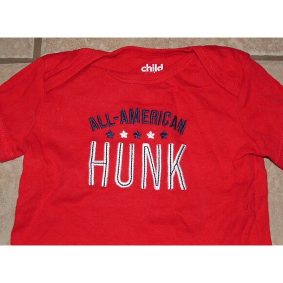Baby Boys Sz 3-6 Months ALL AMERICAN HUNK Tee Shirt & Pull On Shorts 2 Pc Set - Picture 2 of 2